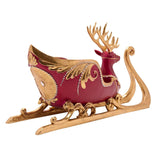 Deer & Sleigh Resin Wine Bottle Holder with Gold Trim - Red