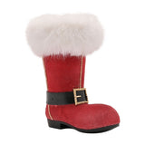 Fur Boot Resin Wine Bottle Holder with Gold Buckle - Red
