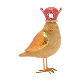 Standing Bird Christmas Decoration with Crown - Gold & Red