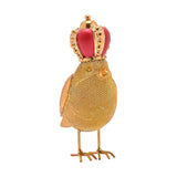 Resin Bird Christmas Decoration with Round Red Crown - Gold