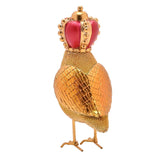 Resin Bird Christmas Decoration with Round Red Crown - Gold