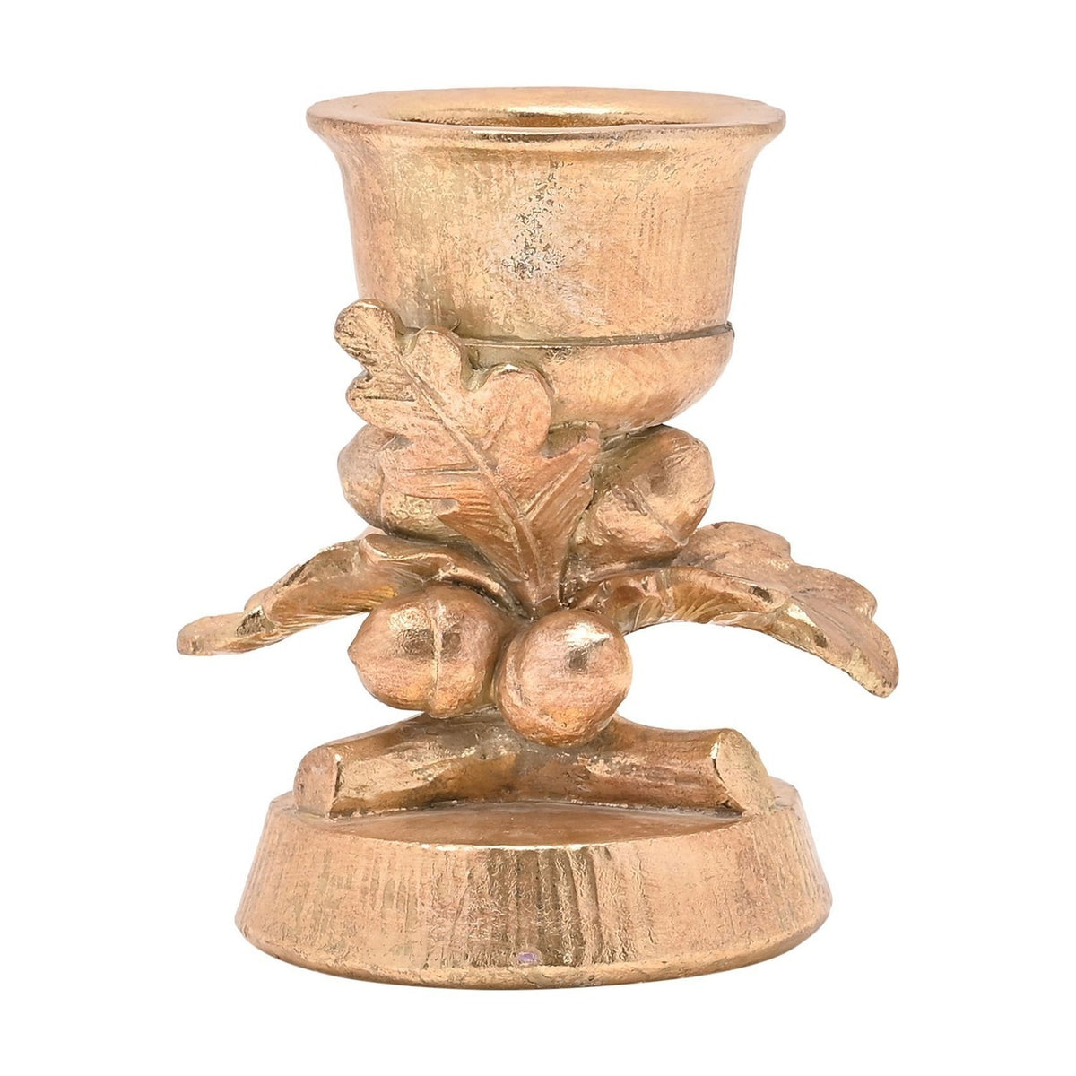 Acorn Tree and Oak Leaf Candle Holder with Votive - Gold