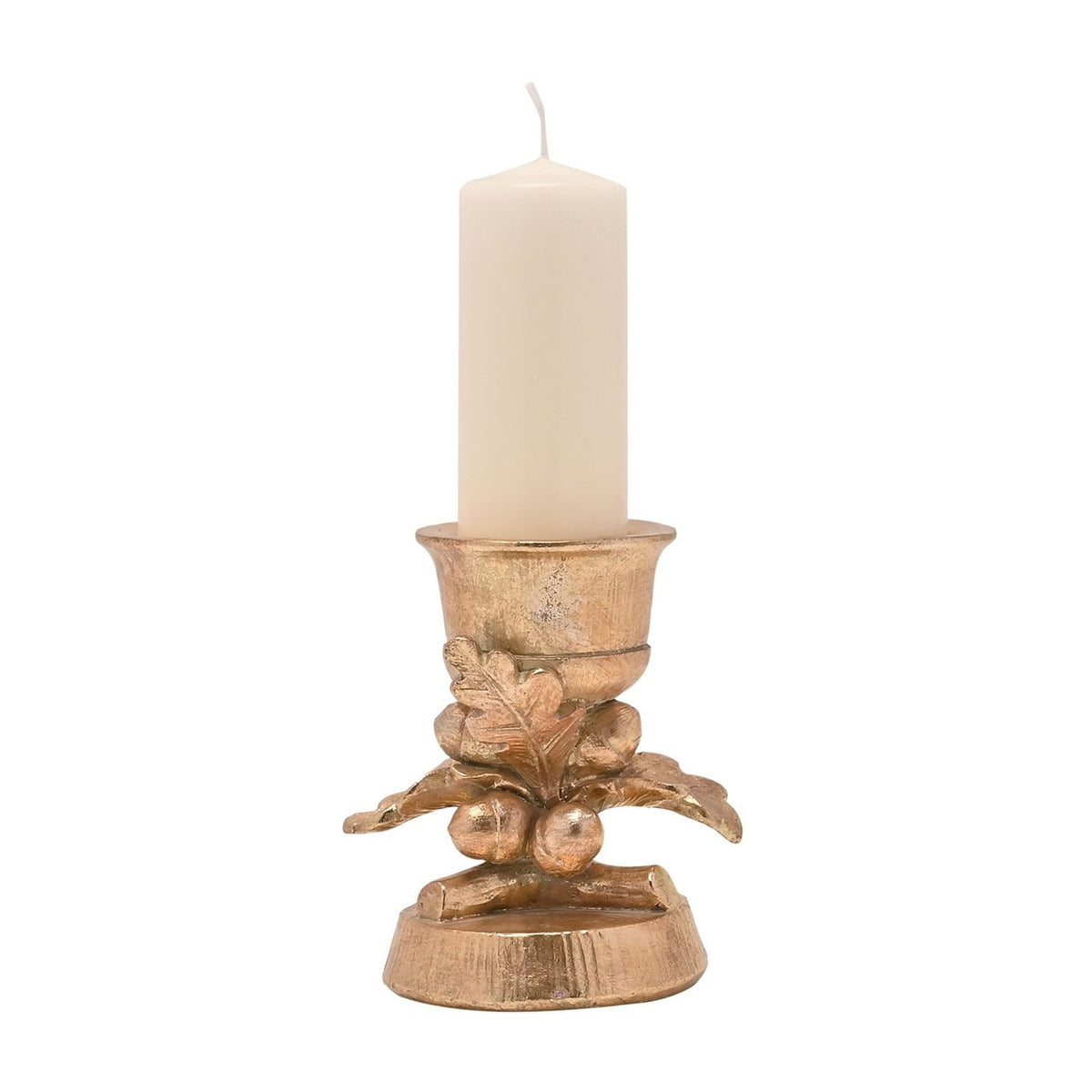Acorn Tree and Oak Leaf Candle Holder with Votive - Gold