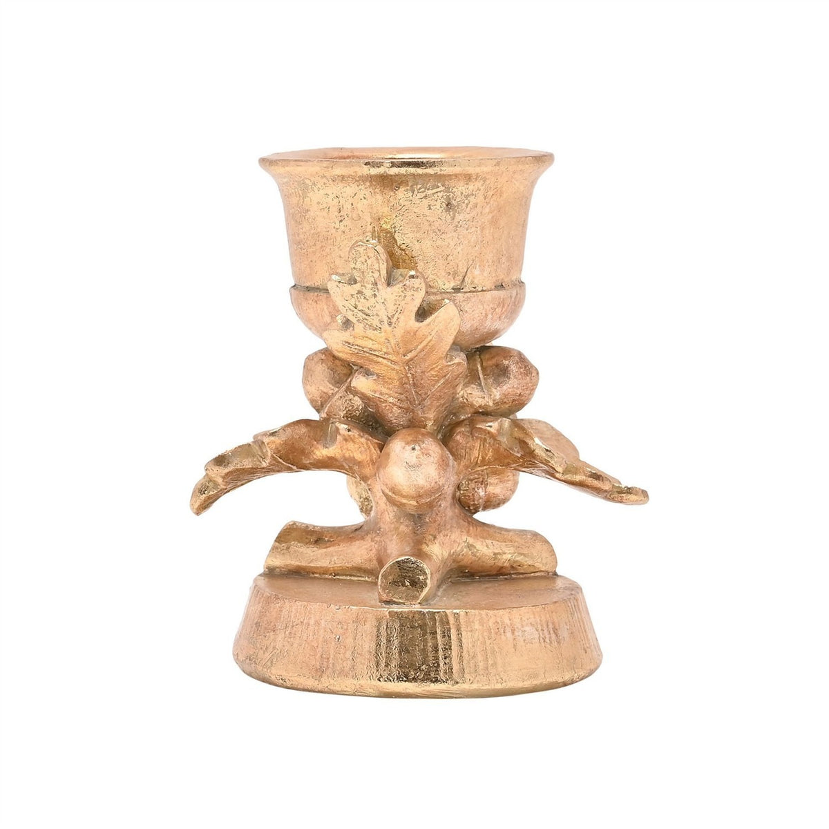 Acorn Tree and Oak Leaf Candle Holder with Votive - Gold