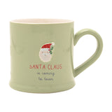 Embossed Santa Claus Face Christmas Stoneware Mug - Green