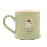 Embossed Santa Claus Face Christmas Stoneware Mug - Green