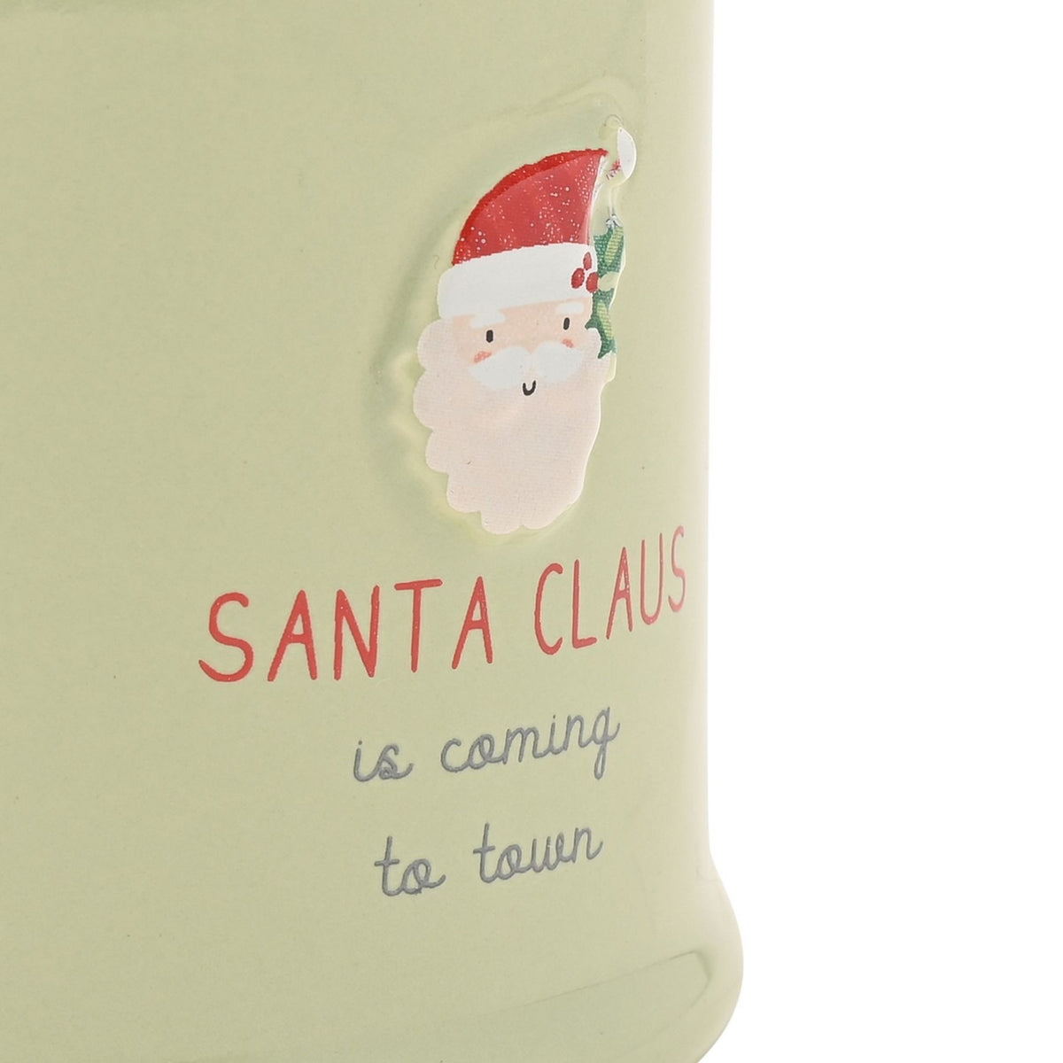 Embossed Santa Claus Face Christmas Stoneware Mug - Green