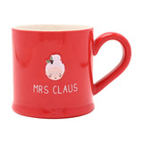 Christmas Embossed Mrs Claus Face Stoneware Mug - Red