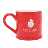 Christmas Embossed Mrs Claus Face Stoneware Mug - Red
