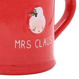 Christmas Embossed Mrs Claus Face Stoneware Mug - Red