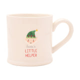 Christmas Elf Face Embossed Stoneware Mug - White