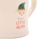 Christmas Elf Face Embossed Stoneware Mug - White