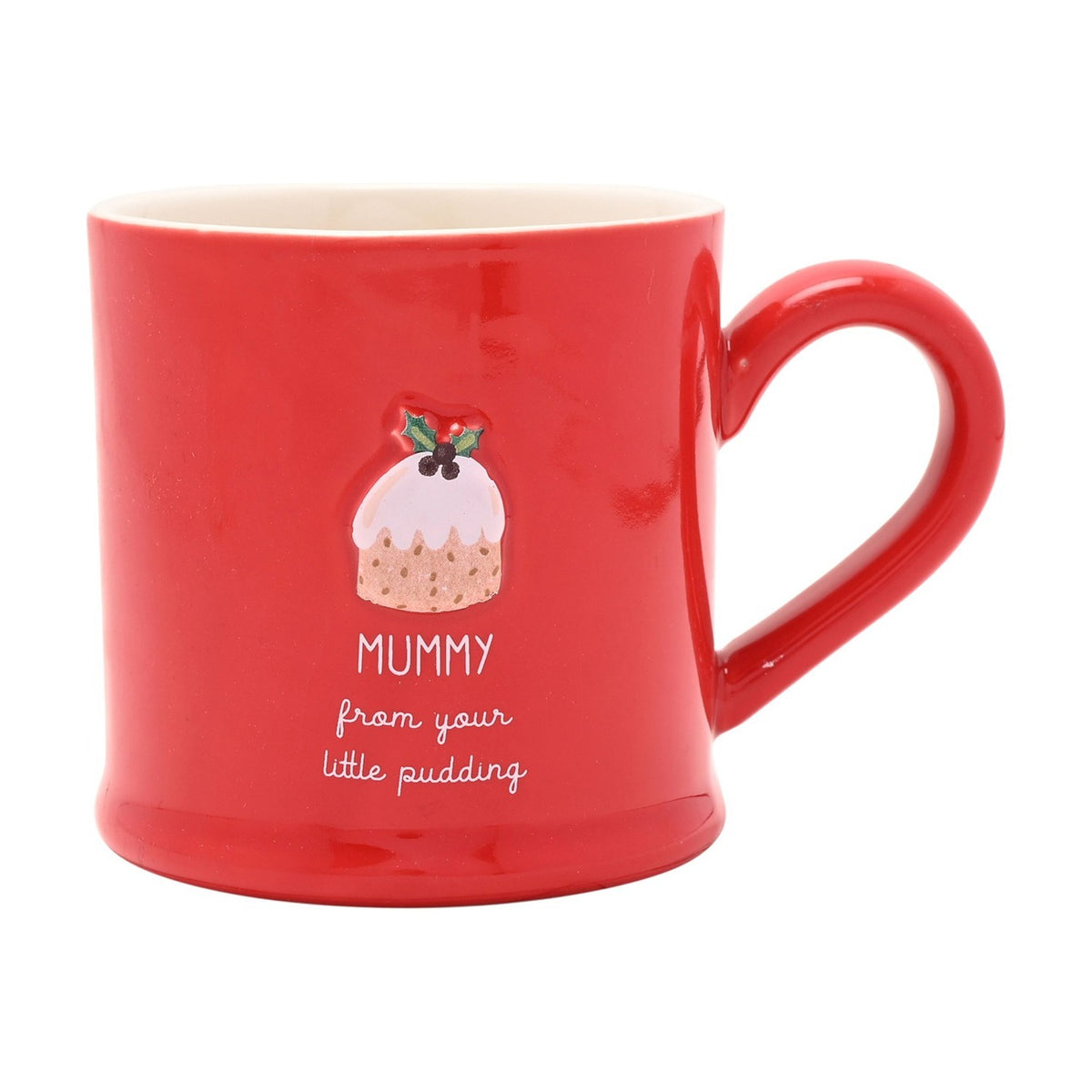 Mummy Embossed Christmas Pudding Stoneware Mug - Red