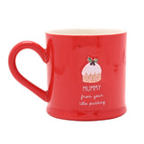 Mummy Embossed Christmas Pudding Stoneware Mug - Red