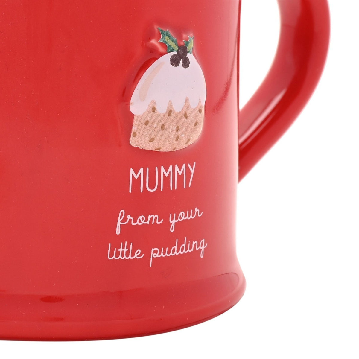 Mummy Embossed Christmas Pudding Stoneware Mug - Red