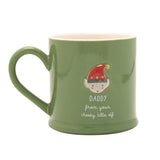 Daddy Cheeky Elf Christmas Embossed Stoneware Mug - Green