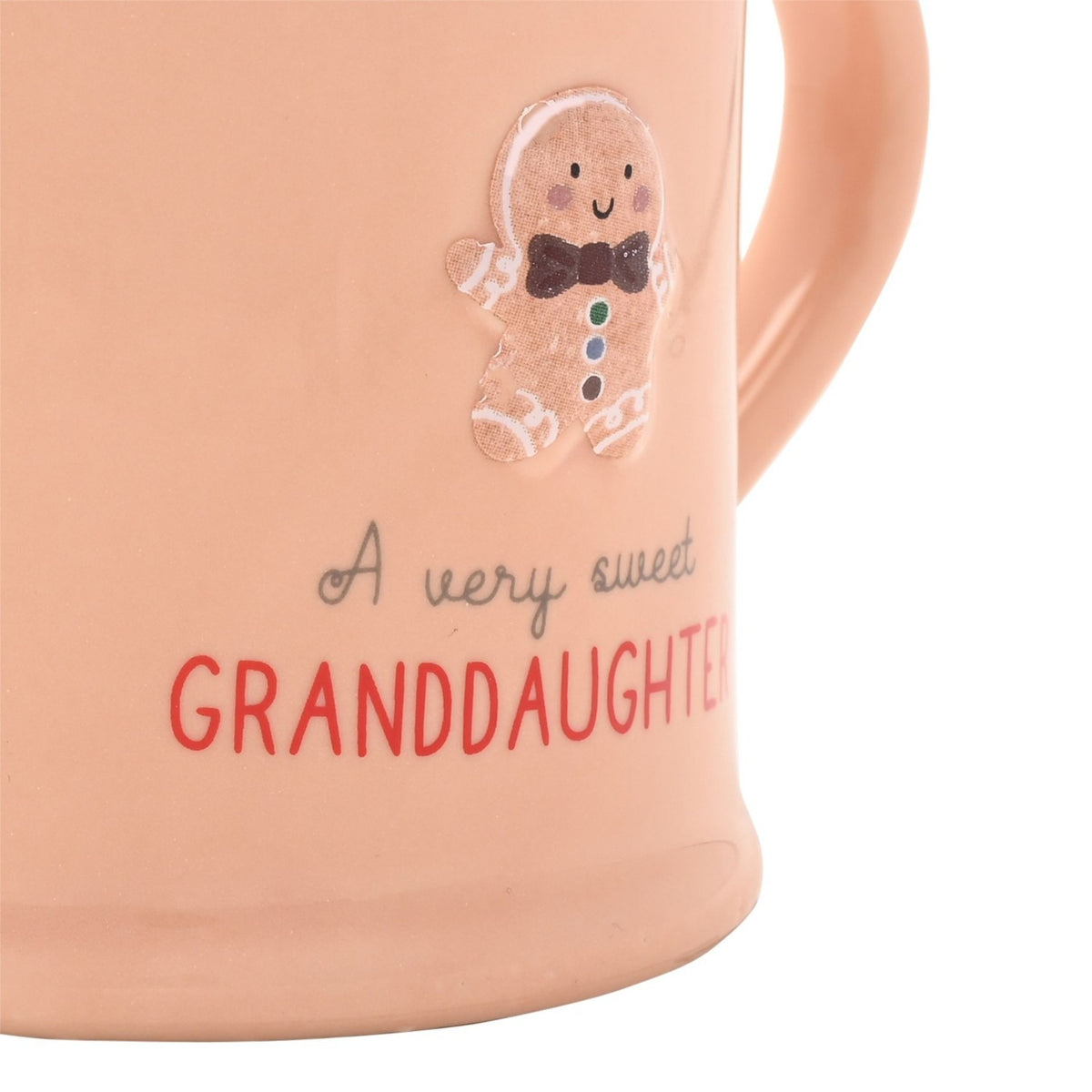 Sweet Granddaughter Christmas Embossed Stoneware Mug - Pink
