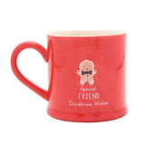 Christmas Friend Gingerbread Embossed Stoneware Mug - Red