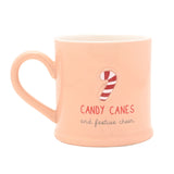 Christmas Embossed Candy Cane Stoneware Mug - Pink