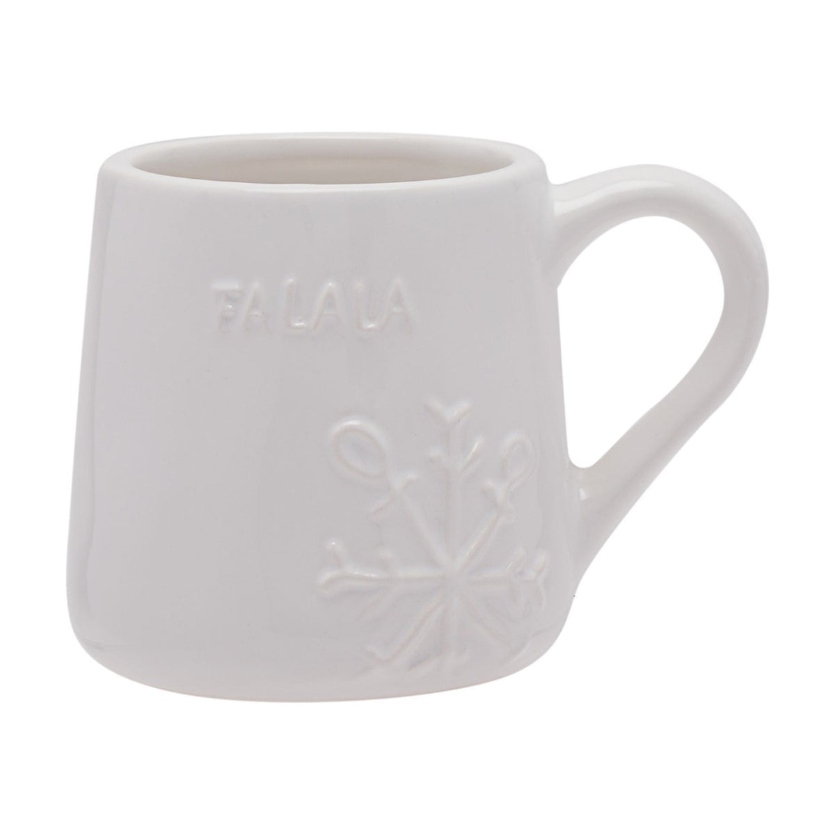 Embossed Falala and Snowflake Ceramic Mug 400ml - White