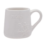 Embossed Falala and Snowflake Ceramic Mug 400ml - White