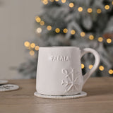 Embossed Falala and Snowflake Ceramic Mug 400ml - White