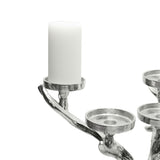 Stag Metal Candelabra with Four Antler Candle Cups - Silver