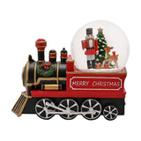 Nutcracker and Reindeer Steam Train Snow Globe - Red & Black