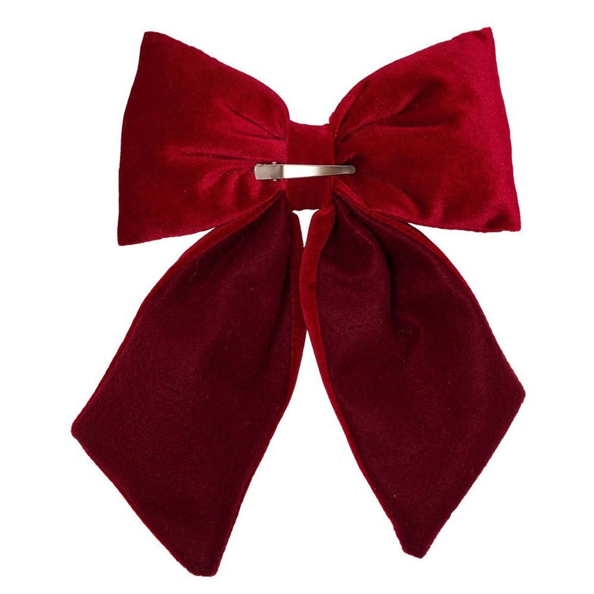 Velvet Bow Hanging Christmas Tree Decoration with Clip - Red