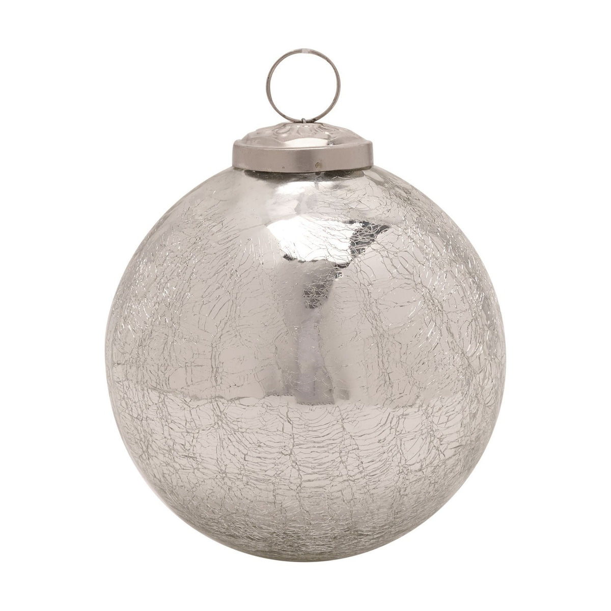 Shiny Round Glass Hanging Christmas Tree Decoration - Silver