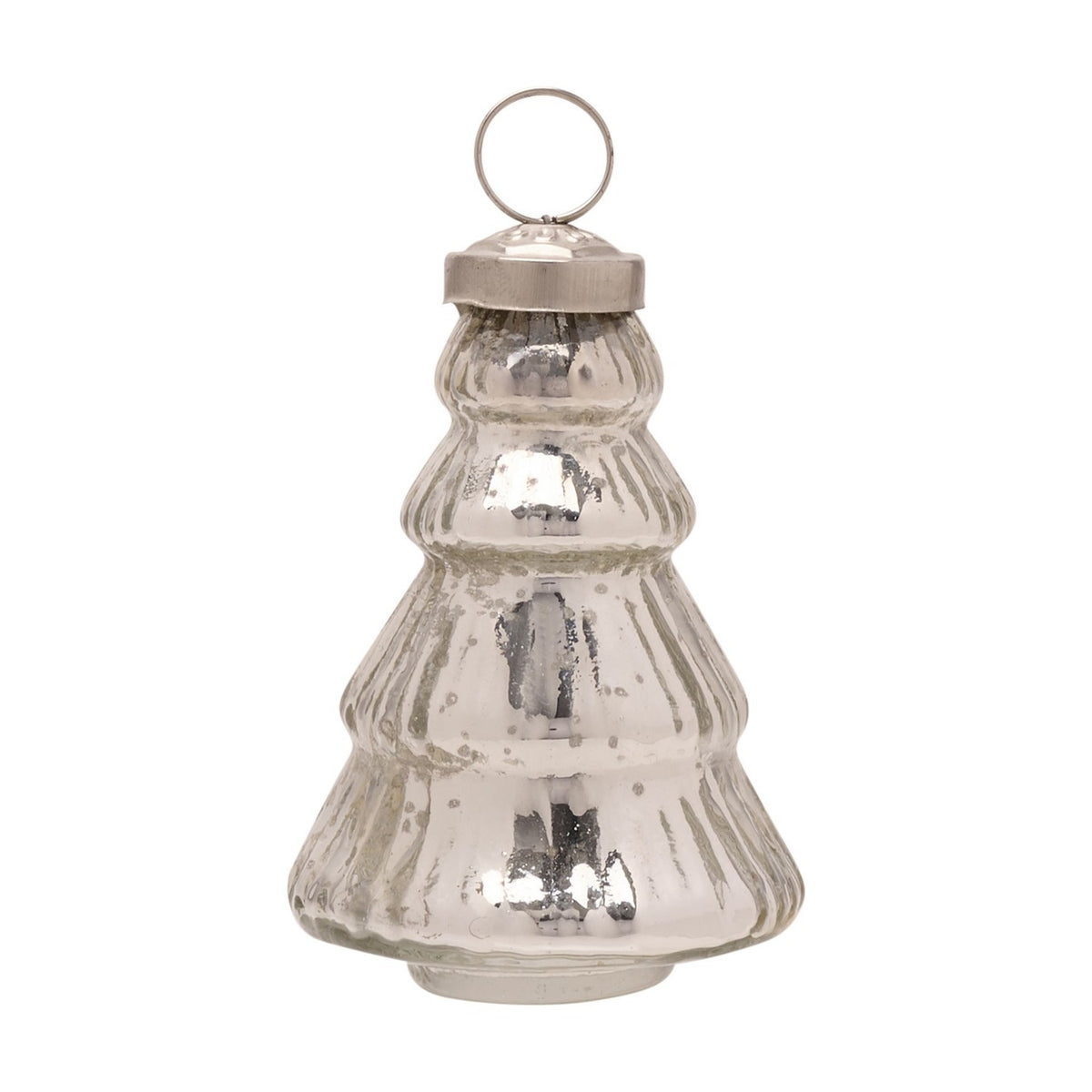 Tiered Hanging Glass Christmas Tree Decoration - Silver