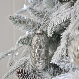 Pine Cone Hanging Glass Christmas Tree Decoration - Silver