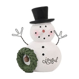 Joyful Top Hat Snowman Christmas Tree Decoration - White