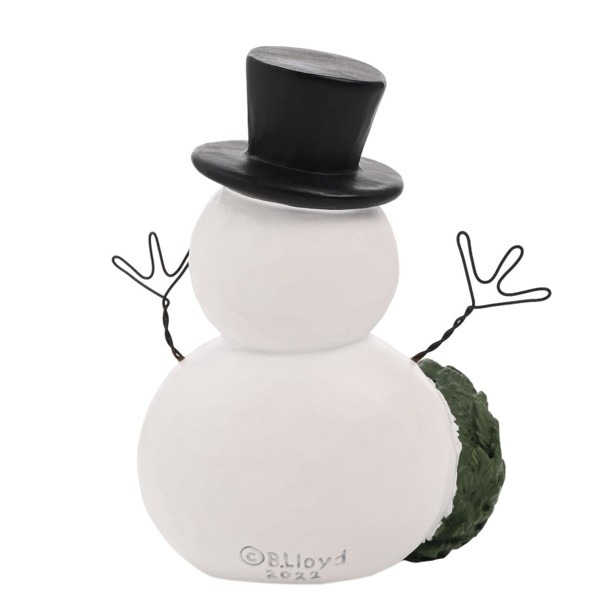 Joyful Top Hat Snowman Christmas Tree Decoration - White