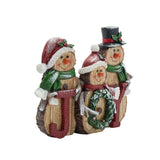 Wood Effect Snowman Family of Joy Resin Figurine - Brown