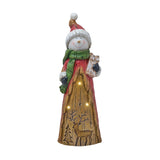 Wood Effect Snowman LED Plastic Light-Up Decoration - Brown