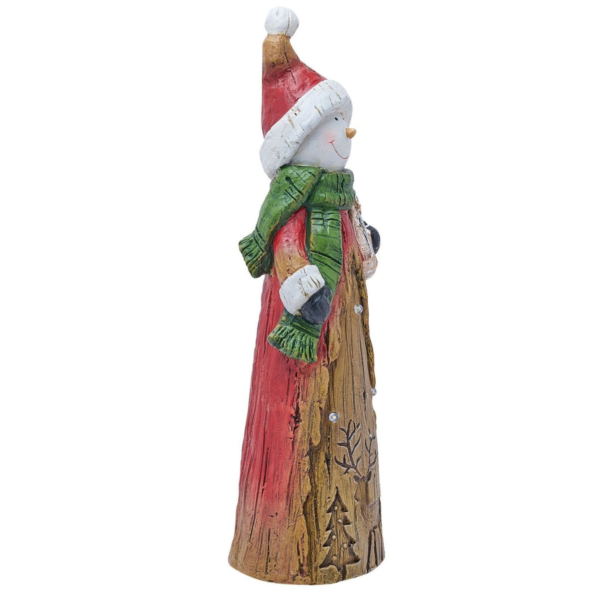 Wood Effect Snowman LED Plastic Light-Up Decoration - Brown