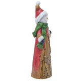 Wood Effect Snowman LED Plastic Light-Up Decoration - Brown