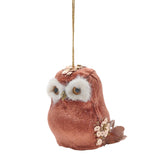 Sequinned Owl Hanging Christmas Tree Decoration - Brown