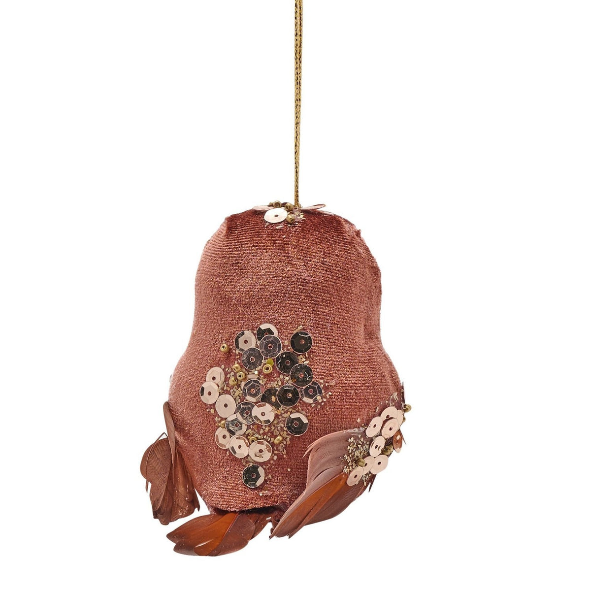 Sequinned Owl Hanging Christmas Tree Decoration - Brown