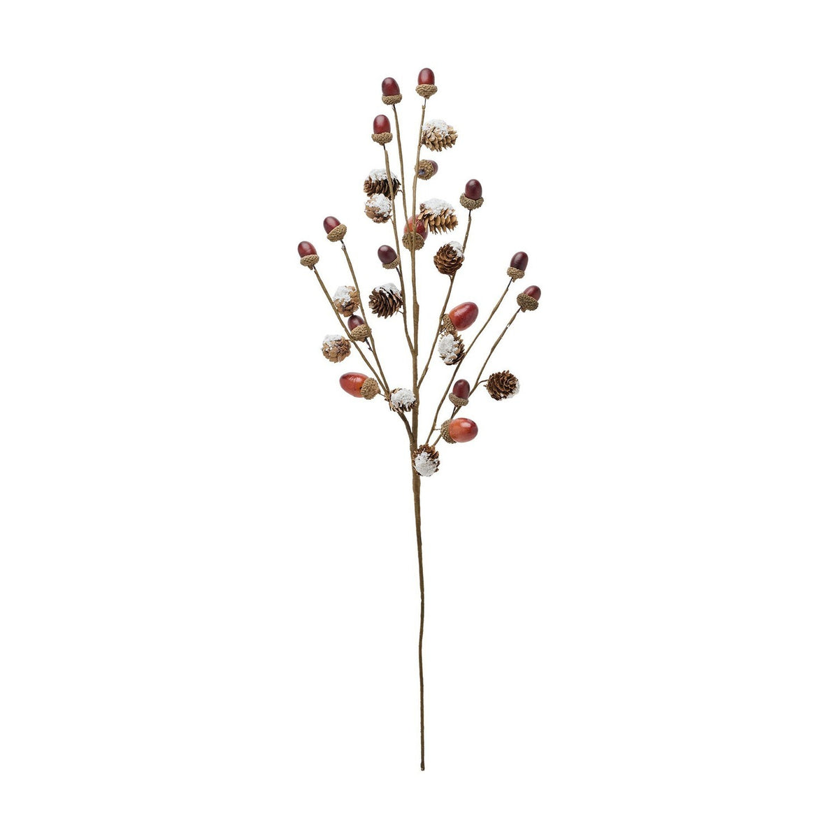 Frosted Acorn & Pinecone Branch Christmas Decoration - Brown