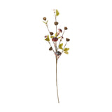Mushroom and Seed Pod Branch Decoration with Leaves - Green