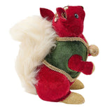 Sitting Squirrel in Waistcoat Velvet Ornament - Red & Green