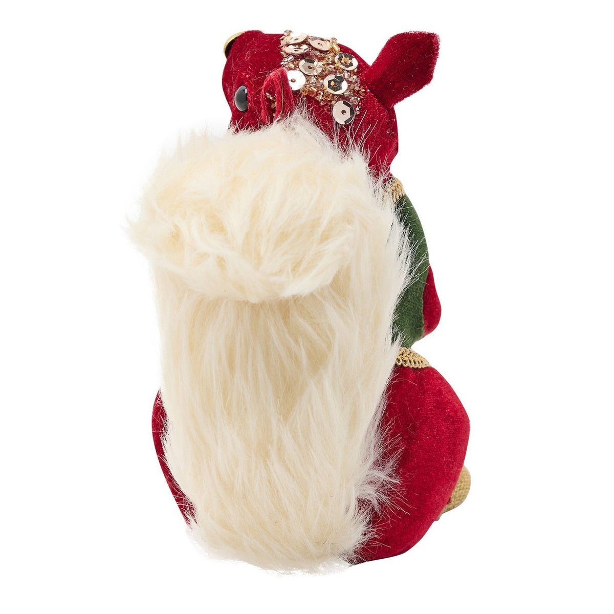 Sitting Squirrel in Waistcoat Velvet Ornament - Red & Green