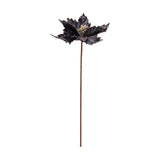 Elsquith Gold Trim Velvet Poinsettia Stem Faux Plant - Black