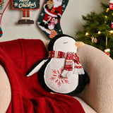 Penguin Cotton Cushion with Knit Scarf 40cm - Black & White