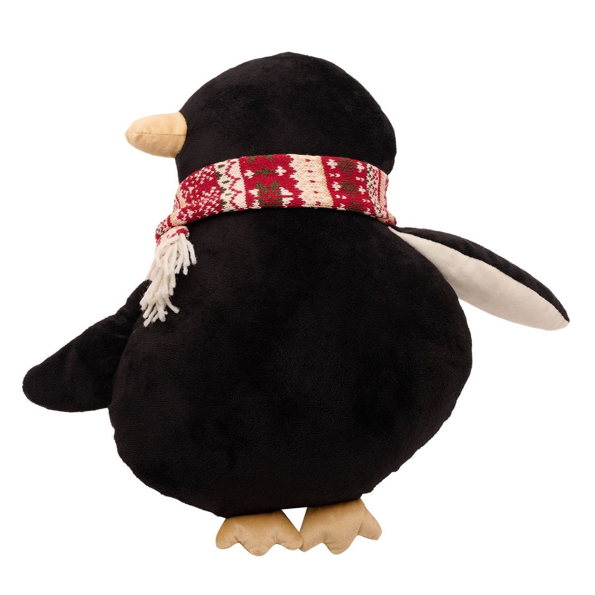 Penguin Cotton Cushion with Knit Scarf 40cm - Black & White