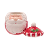 Santa Lidded Stoneware Sugar Bowl with Milk Jug Set - Red