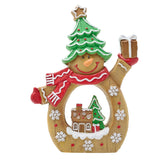 Gingerbread Scene Snowman LED Light-Up Decoration 38cm - Brown