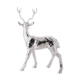 Disco Tiled Standing Reindeer Glass Christmas Decoration - Silver